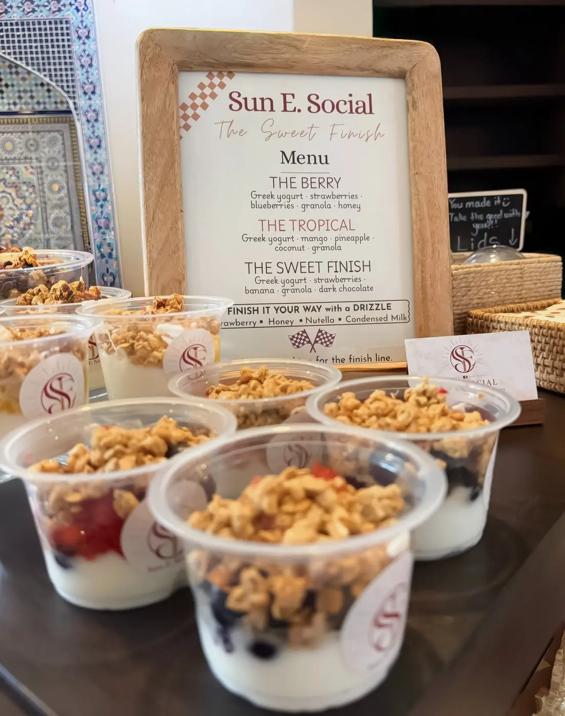 Sun E. Social Fresh Start Bar with yogurt, fresh fruit, and granola cups